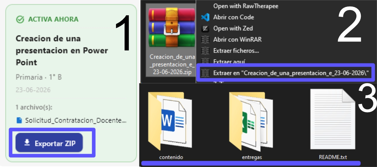 Exportar las actividades